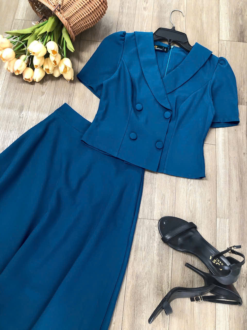 High-Quality 2-Layer Vest Collar Office Set with Pockets