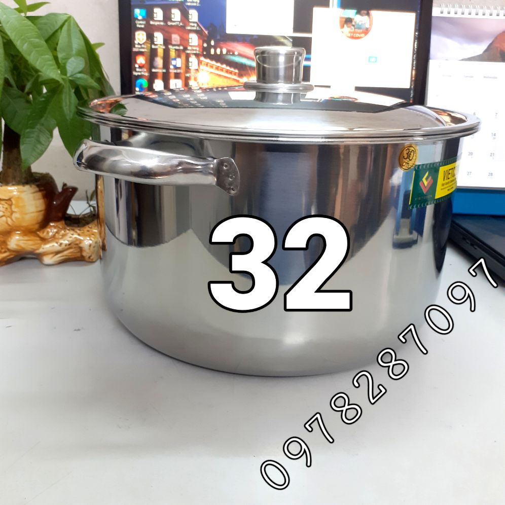 Nồi inox 15 lít size 32 đáy từ Vietcook/ Nồi luộc gà