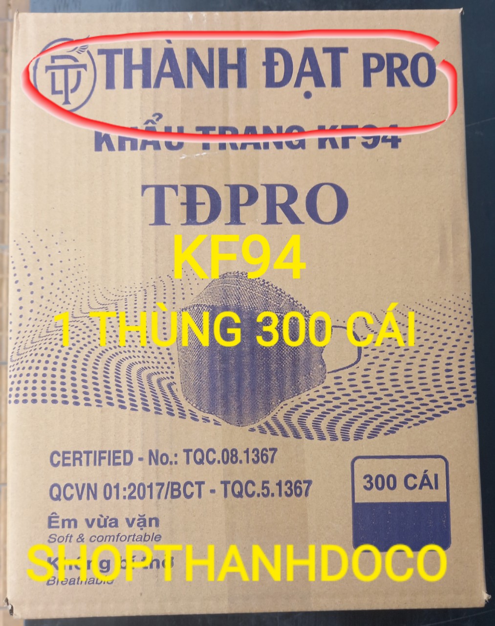 KHẨU TRANG KF94 THÀNH ĐẠT ( 1 THÙNG 300 CÁI  ) TRẮNG