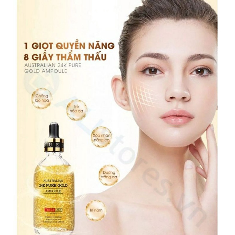(Tặng thanh lăn) Serum dưỡng da TINH CHẤT 24K Pure Gold Ampoule 100ml