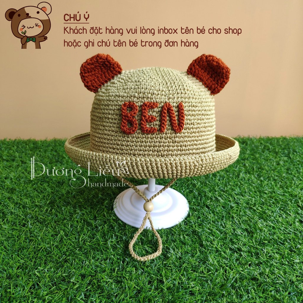 Nón Tai Gấu Handmade Cho Bé (Gắn Tên Theo Yêu Cầu)