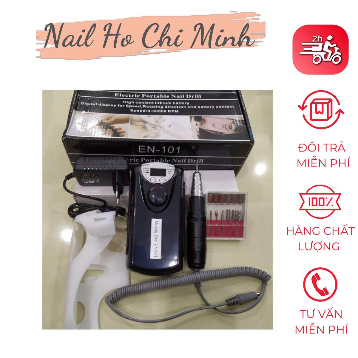 [GIÁ TỐT] Máy mài móng tích điện En101 chính hãng (full phụ kiện kèm theo)