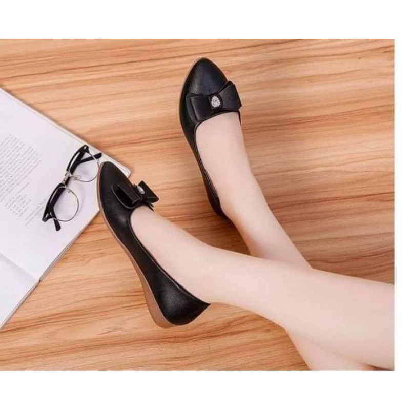 Giày búp bê da mềm đế cao 2p