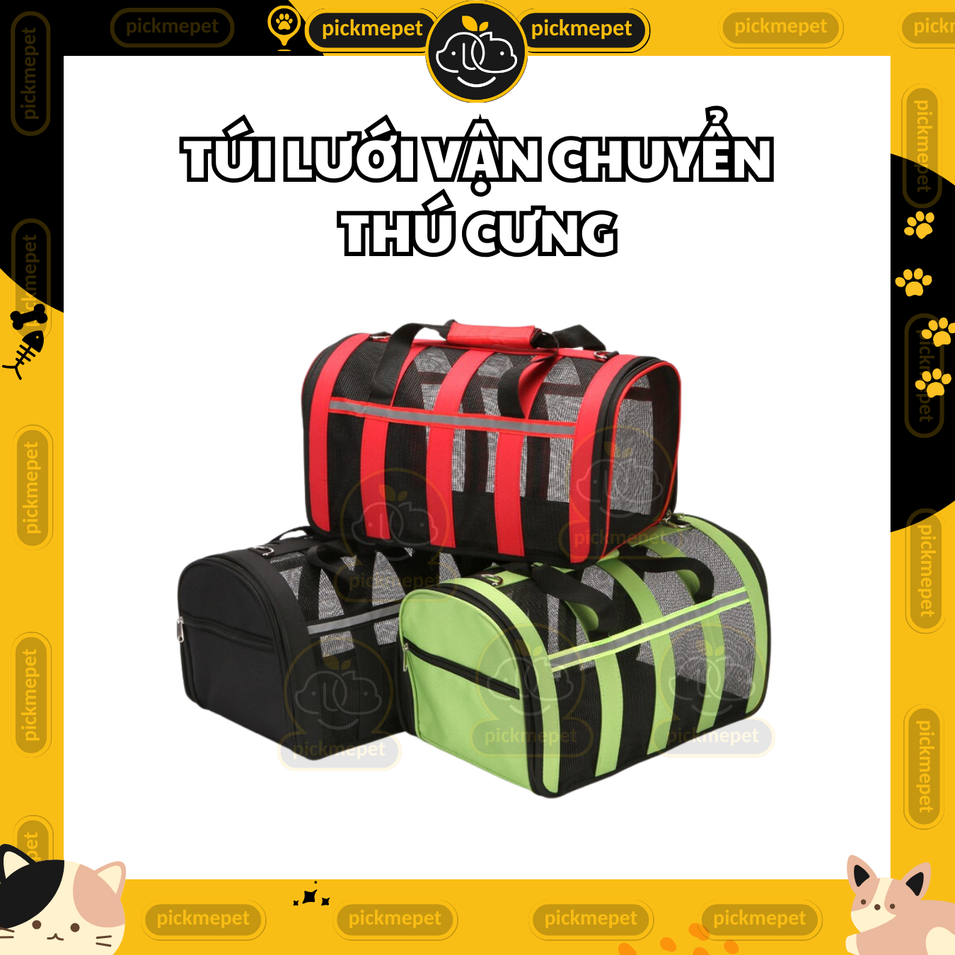 Túi Lưới Vận Chuyển Chó mèo - Túi Vận Chuyển Dạng Lưới Thoáng Mát