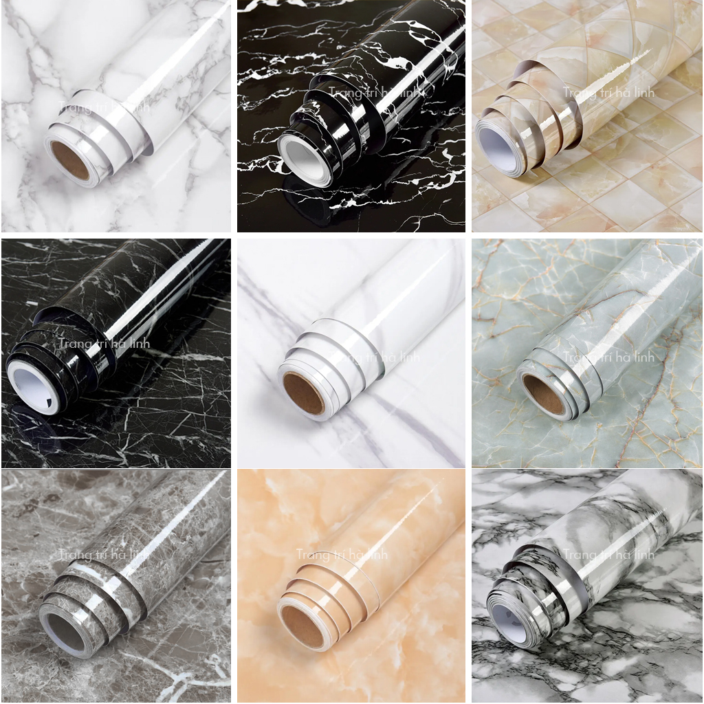 Giấy dán tường vân đá sang trọng dán nhà tắm, decal dán tường giả đá nhiều mẫu chống nước, dầu mỡ 1.2mx0.5m