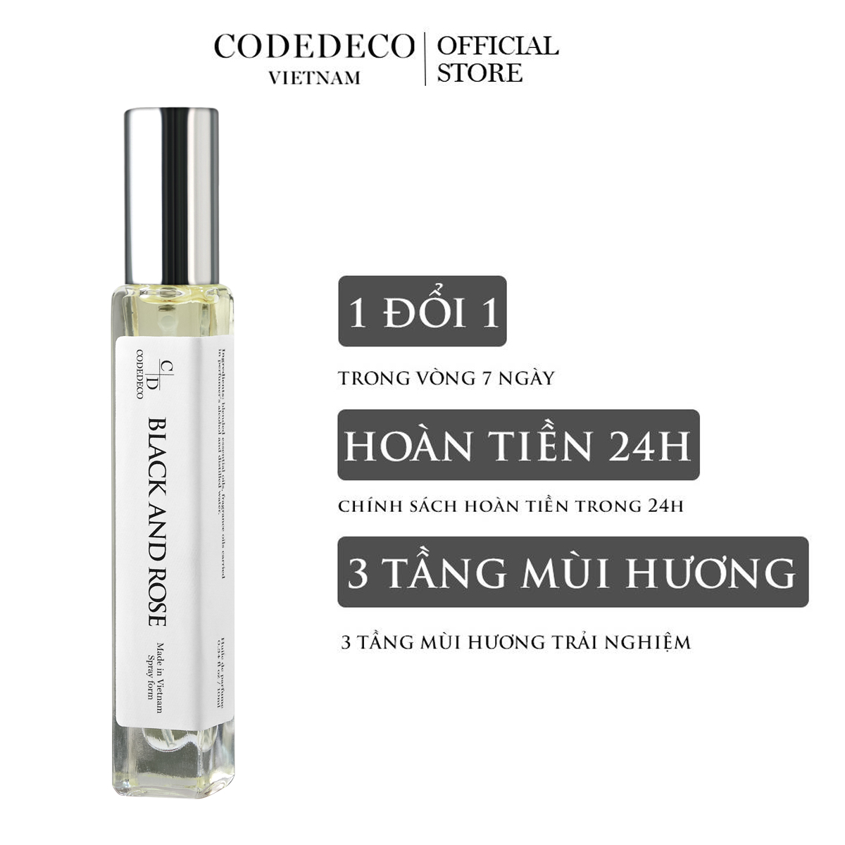 Tinh dầu nước hoa CODEDECO Black And Rose 10ml, chững chạc ,giản dị
