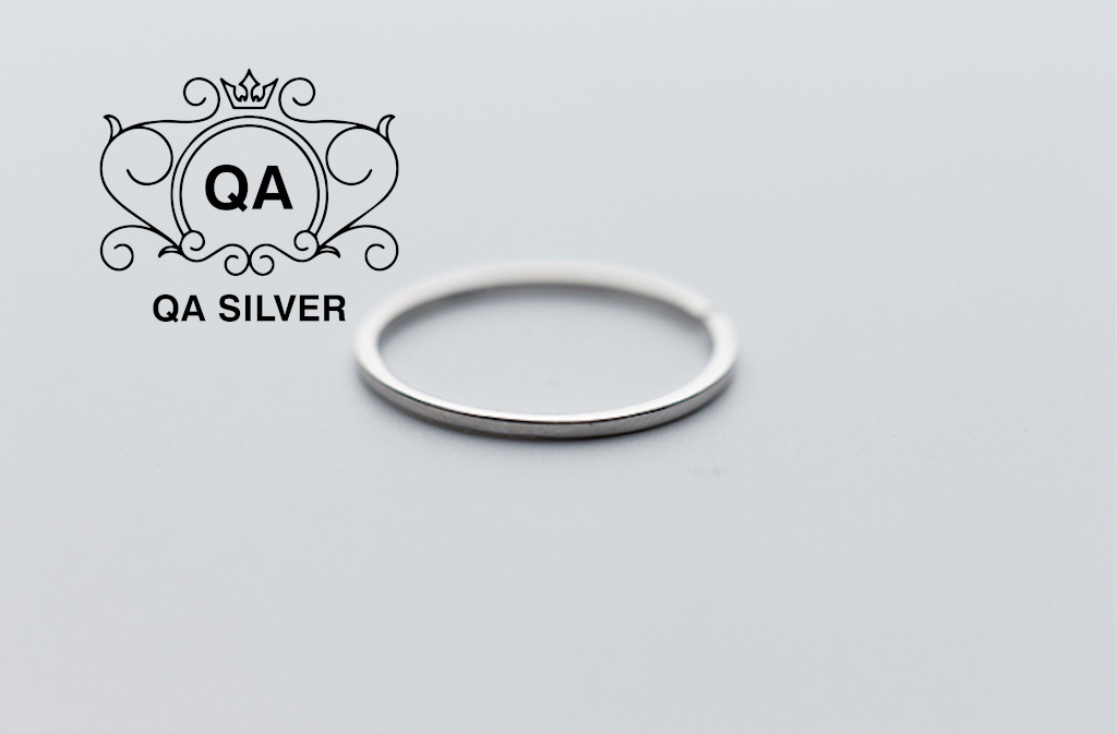 Nhẫn bạc 925 trơn chỉ mảnh bo vuông nhẫn tròn tối giản S925 BASIC QA SILVER Ring RI180303