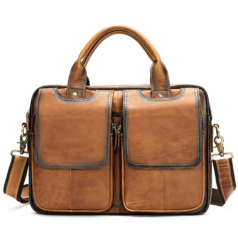 [Genuine leather] bag business men real cowhide CD309LD (Brown)-100% genuine leather, BH 3 years