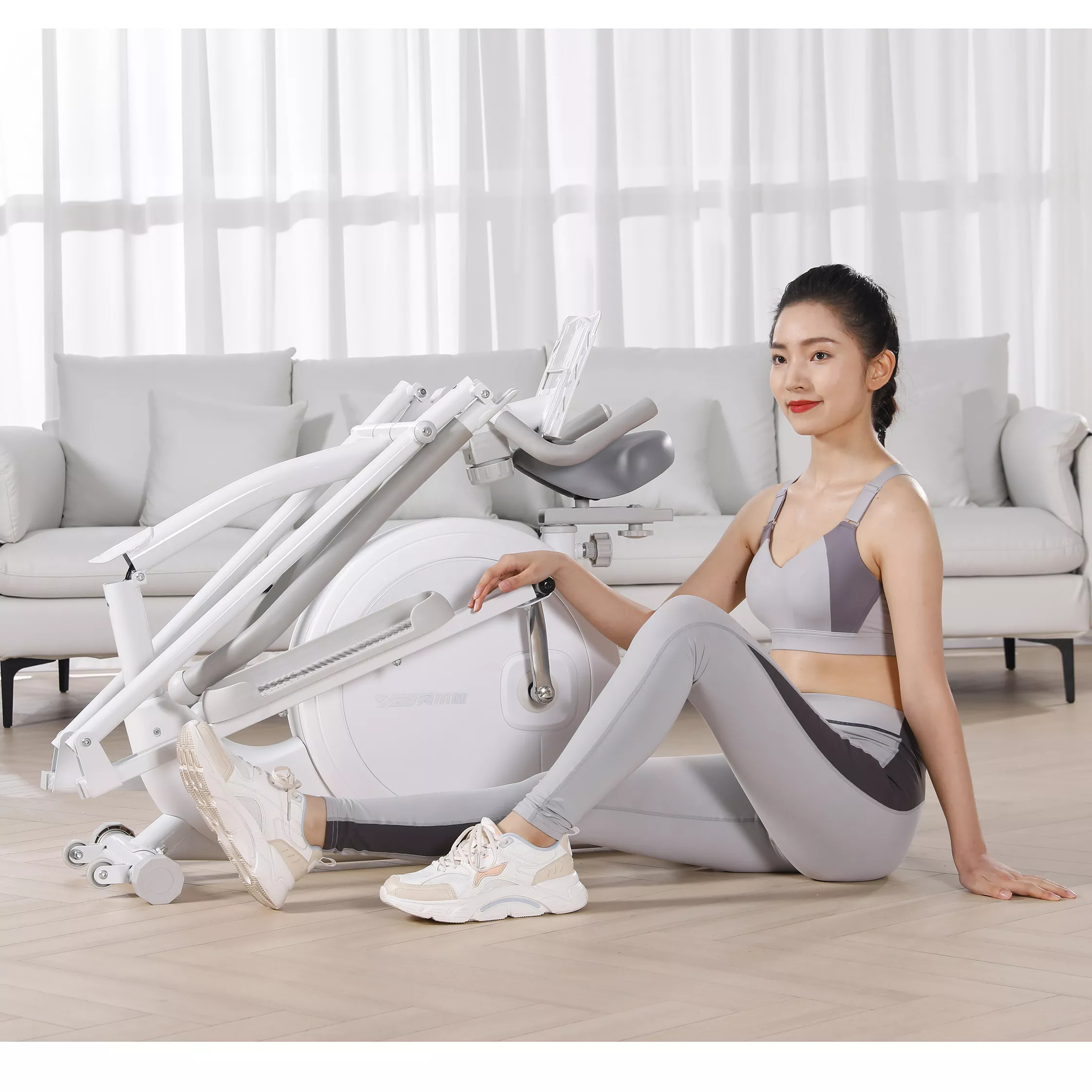 Máy đạp xe tập thể dục elip Phiên Bản Mới 2024, xe đạp tập thể dục gấp gọn, xe đạp trong nhà có đồng hồ nhịp tim, calo, quãng đường, thời gian