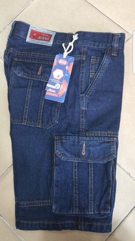 Quần Short Jean Túi Hộp Cao Cấp (Xanh)