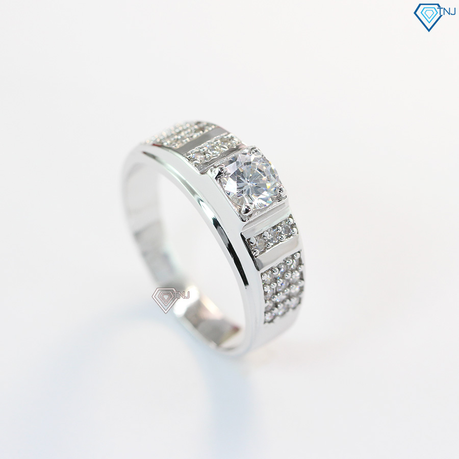 Nhẫn bạc nam đơn giản giá rẻ đính đá đẹp NNA0083 - Trang Sức TNJ