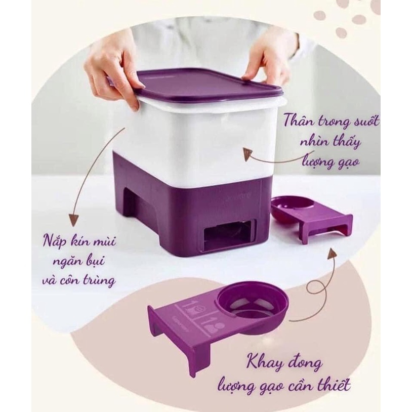 (Hàng chính hãng) Thùng gạo thông minh Tupperware Rice Keeper Junior 5Kg