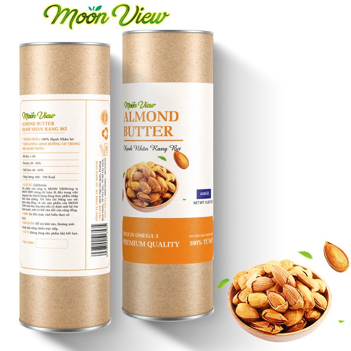 Hạnh Nhân Mỹ Rang Bơ Cao Cấp MOONVIEW Hũ 450G