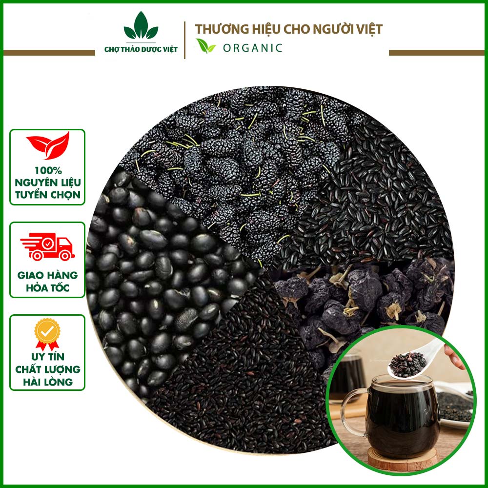 Trà ngũ hắc 30 set mix, nguyên liệu đã được rang thơm, hỗ trợ mọc tóc, thanh lọc cơ thể - Chợ Thảo Dược Việt