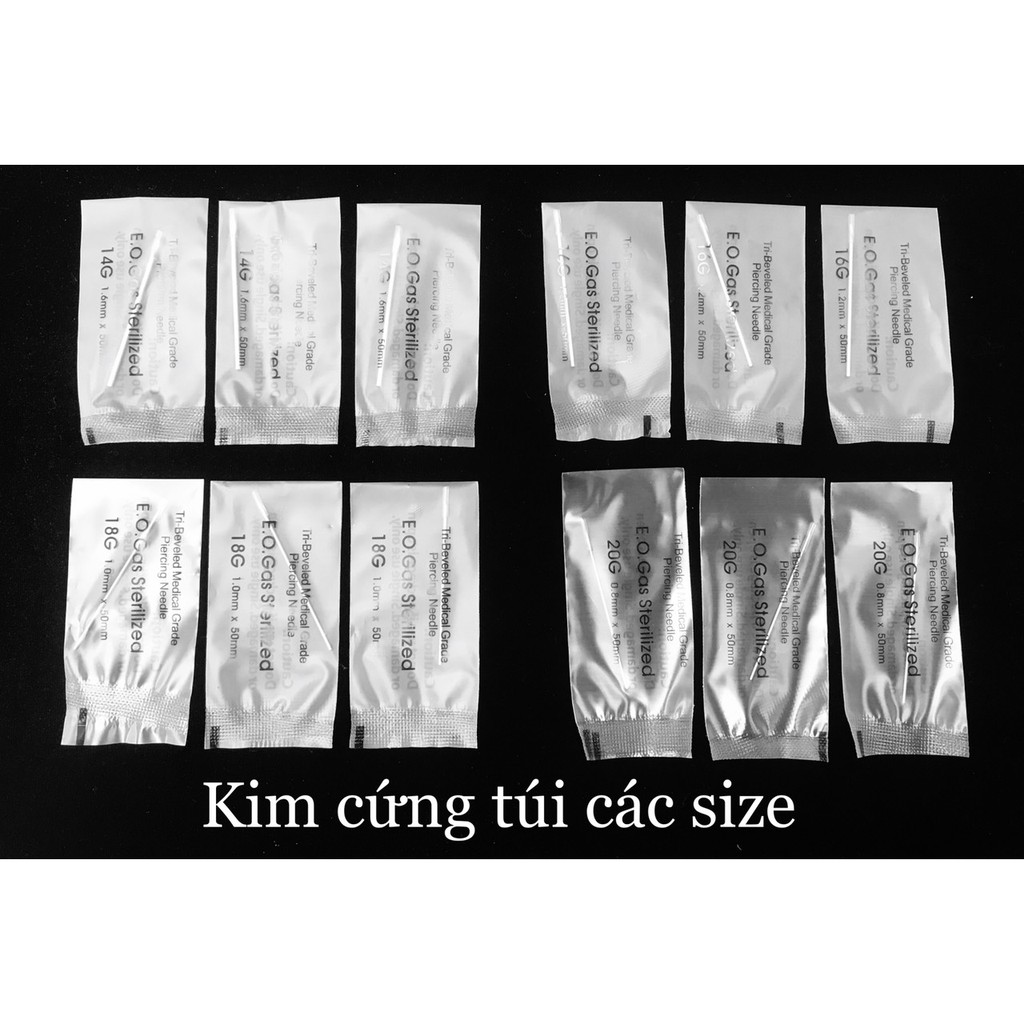 Kim cứng xỏ khuyên đủ size