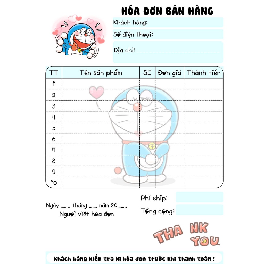 HOÁ ĐƠN BÁN HÀNG (size A6-10x14,5cm) 2 liên ngẫu nhiên