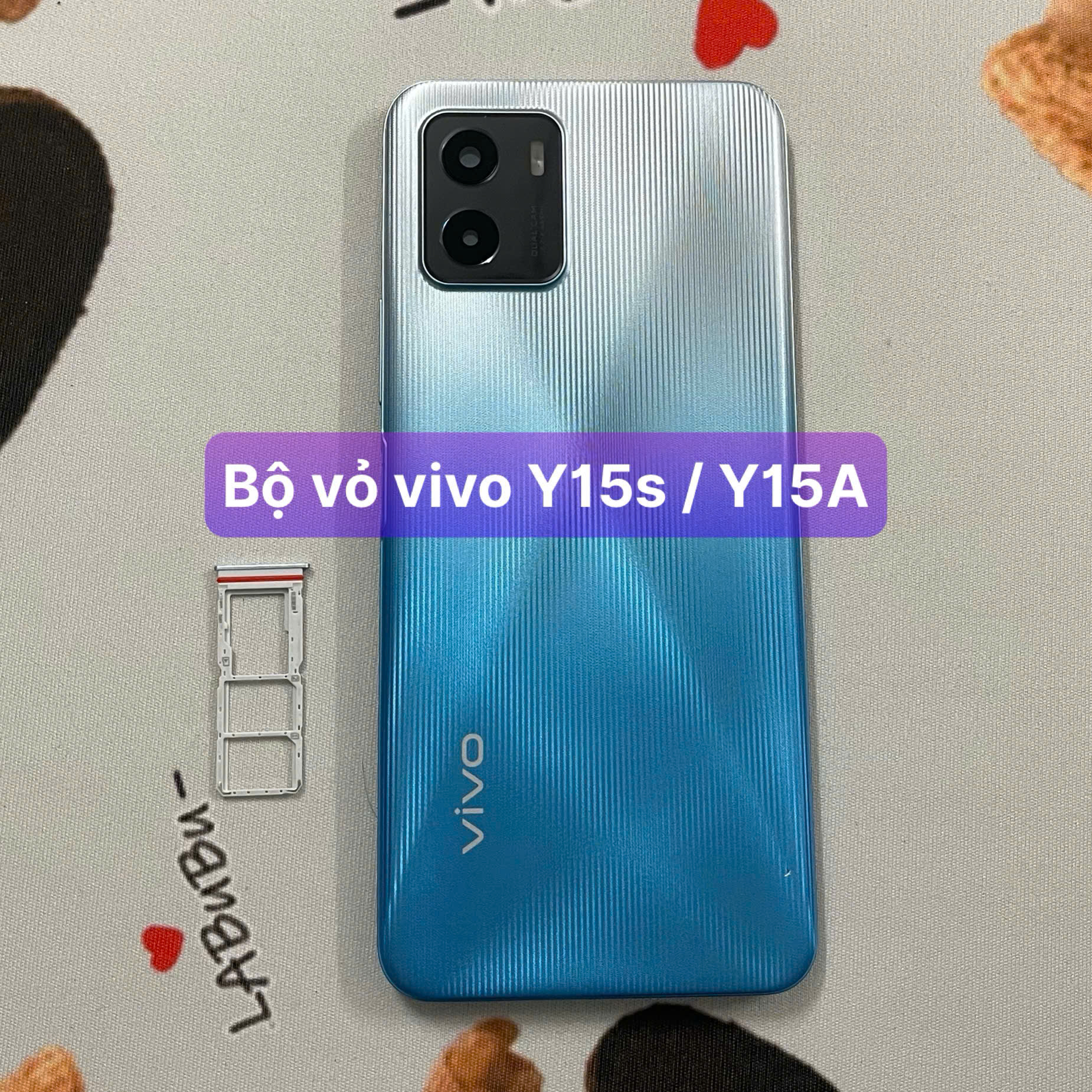 bộ vỏ xương vivo Y15s / Y15A kèm khay sim,phím,kính camera lắp sẵn