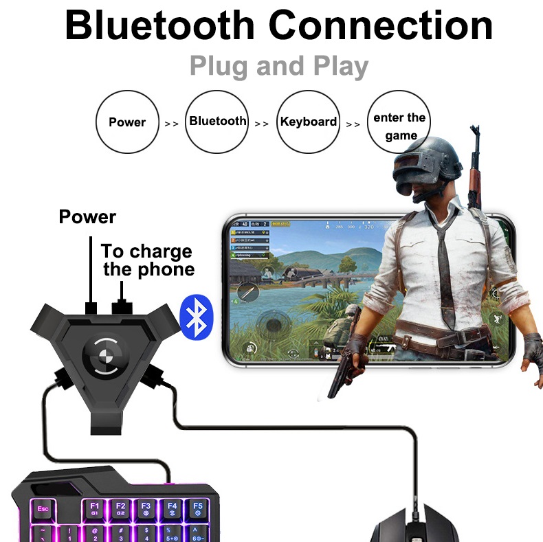 PUBG Mobile Gamepad Controller Gaming Keyboard Mouse Converter for Android Phone to PC Bluetooth Adapter