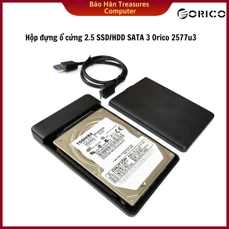 Hộp Đựng Ổ Cứng Di Động HDD Box ORICO USB3.0/2.5 - 2577U3 Nhựa Cứng - Hàng Chính Hãng Vỏ Màu Đen Có Đèn LED
