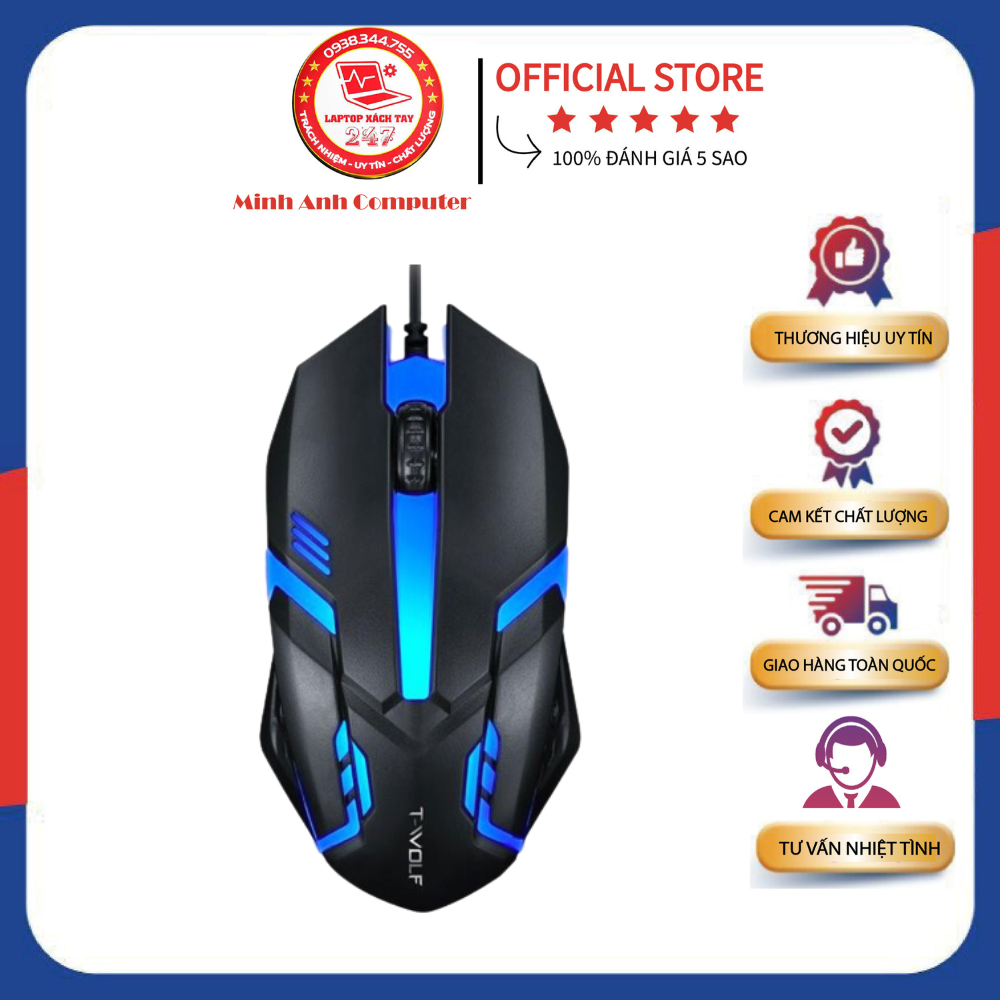 Chuột Mouse T - Wolf  V1 Led Game Có Dây Cổng Usb