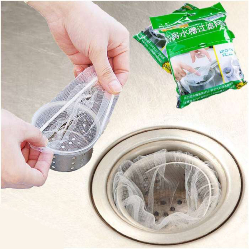 Combo 100 túi lọc rác bồn rửa chén với Chất liệu vải lưới nhuyễn giúp thoát nước và giữ lại tất cả rác thừa lại ngăn chặn gây tắt đường nước