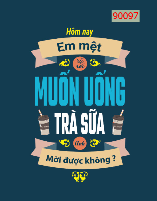 tranh dán tường 3D quán trà sữa