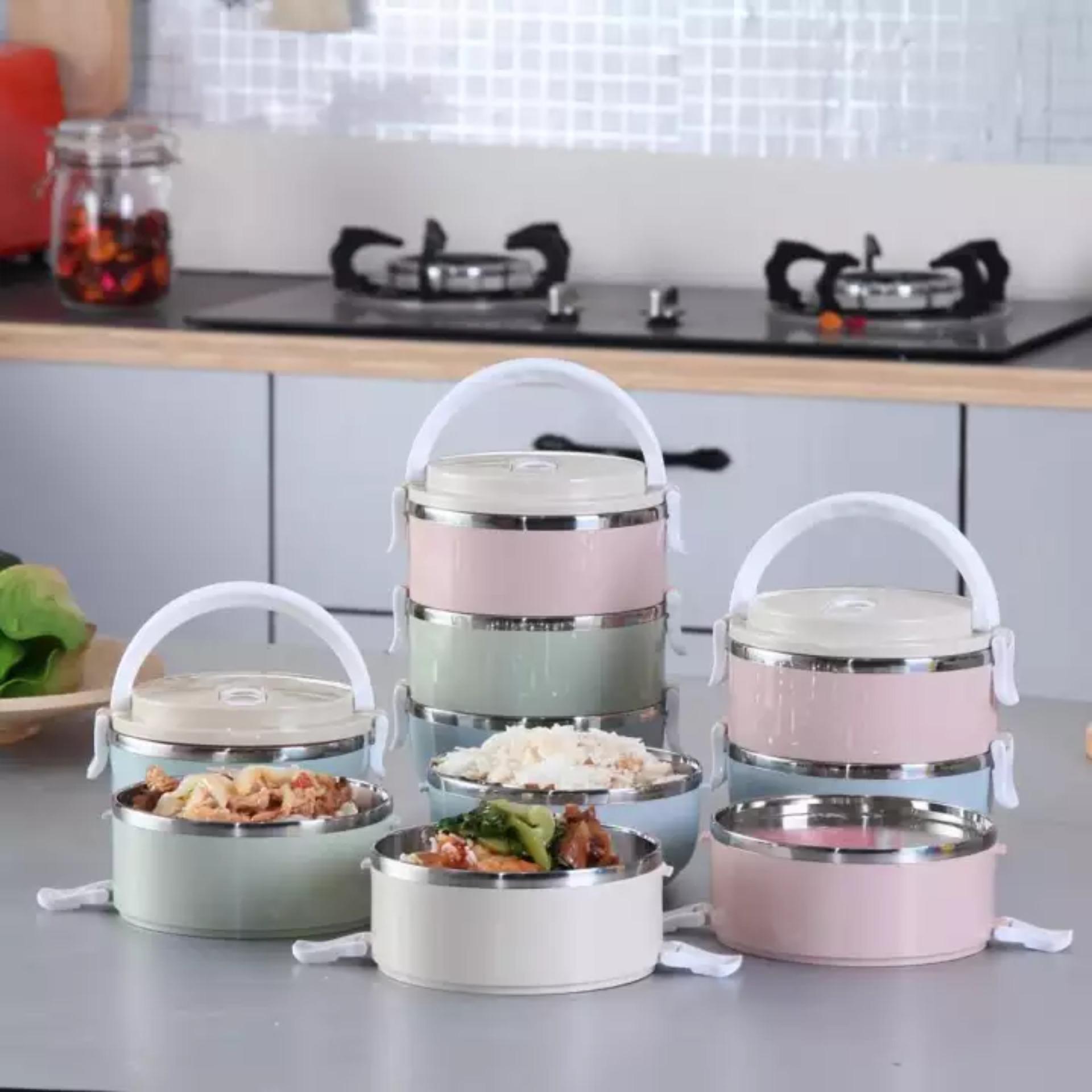 Hộp cơm giữ nhiệt 4 tầng lúa mạch đựng cơm canh văn phòng