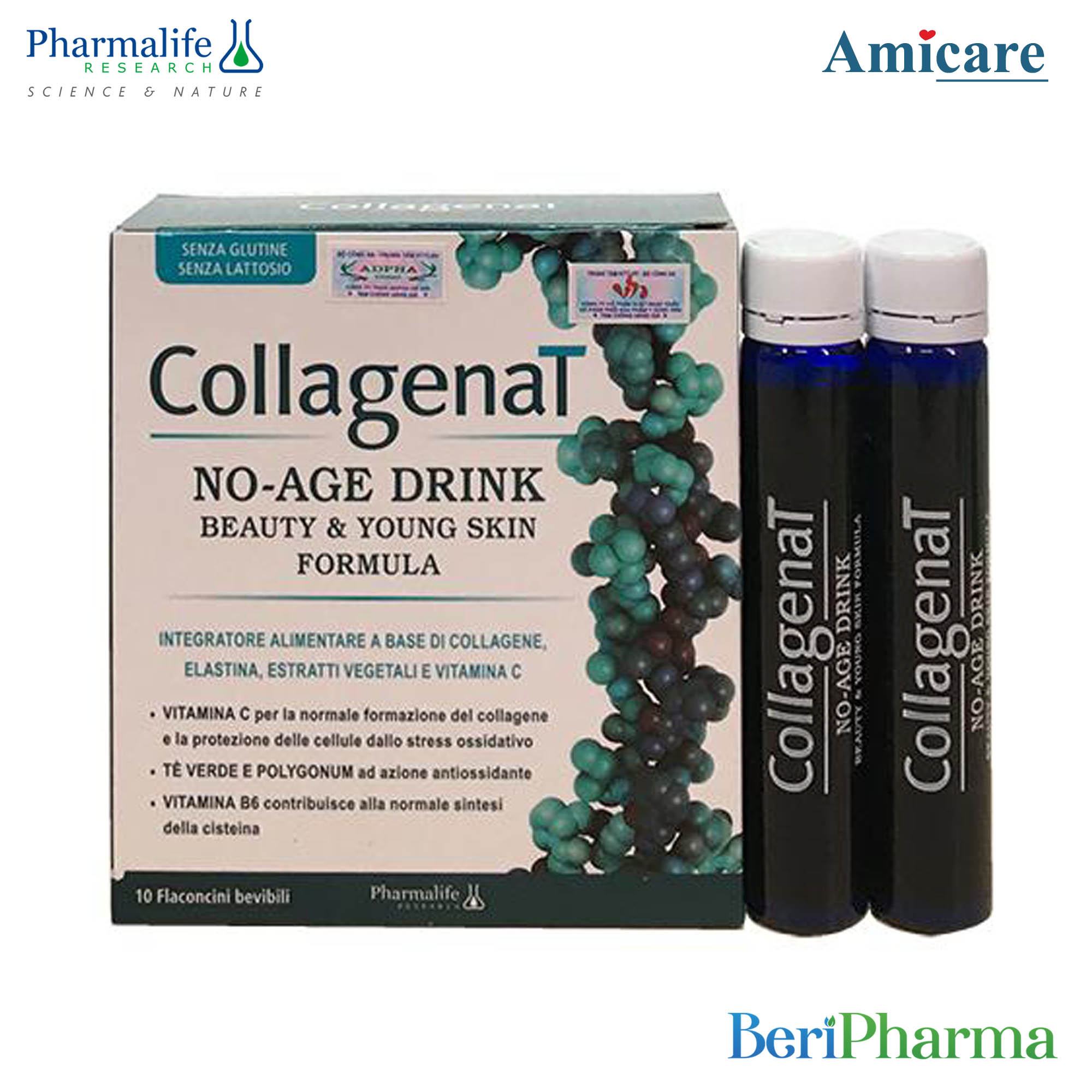 Pharmalife thực phẩm bổ sung collagen cao cấp châu âu trẻ hóa da collagenat no-age 10 ống x 25ml