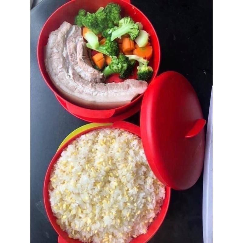 Xửng hấp 2 tầng Tupperware màu đỏ Steam it
