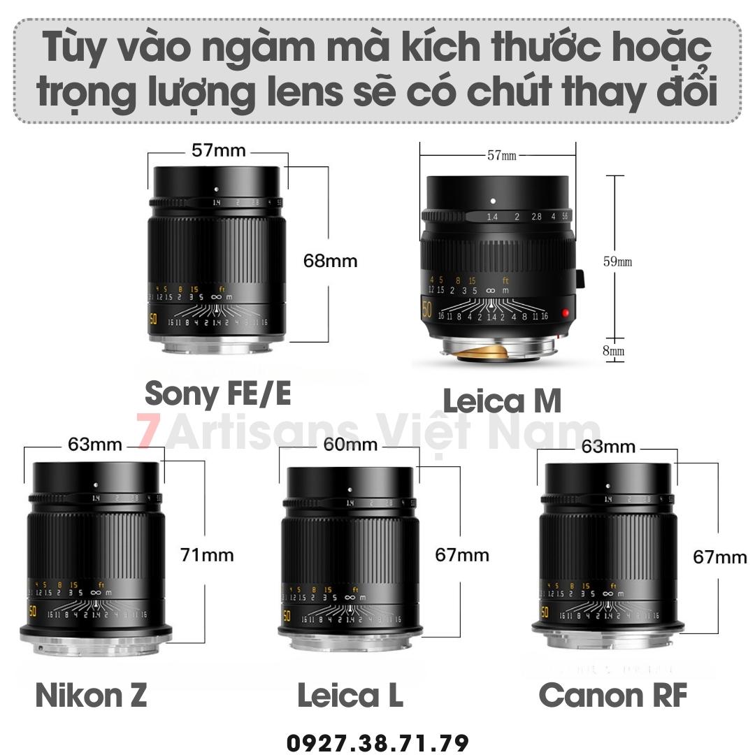 Ống kính ttartisan 50mm f1.4 asph lens full-frame chân dung xóa phông cho leica m, sony fe, canon rf, nikon z và leica l