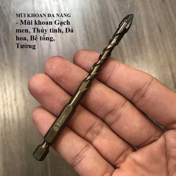 Mũi Khoan Đa Năng 8mm - Mũi khoan kính,thủy tinh,bê tông,gạch... đa năng chuôi lục giác
