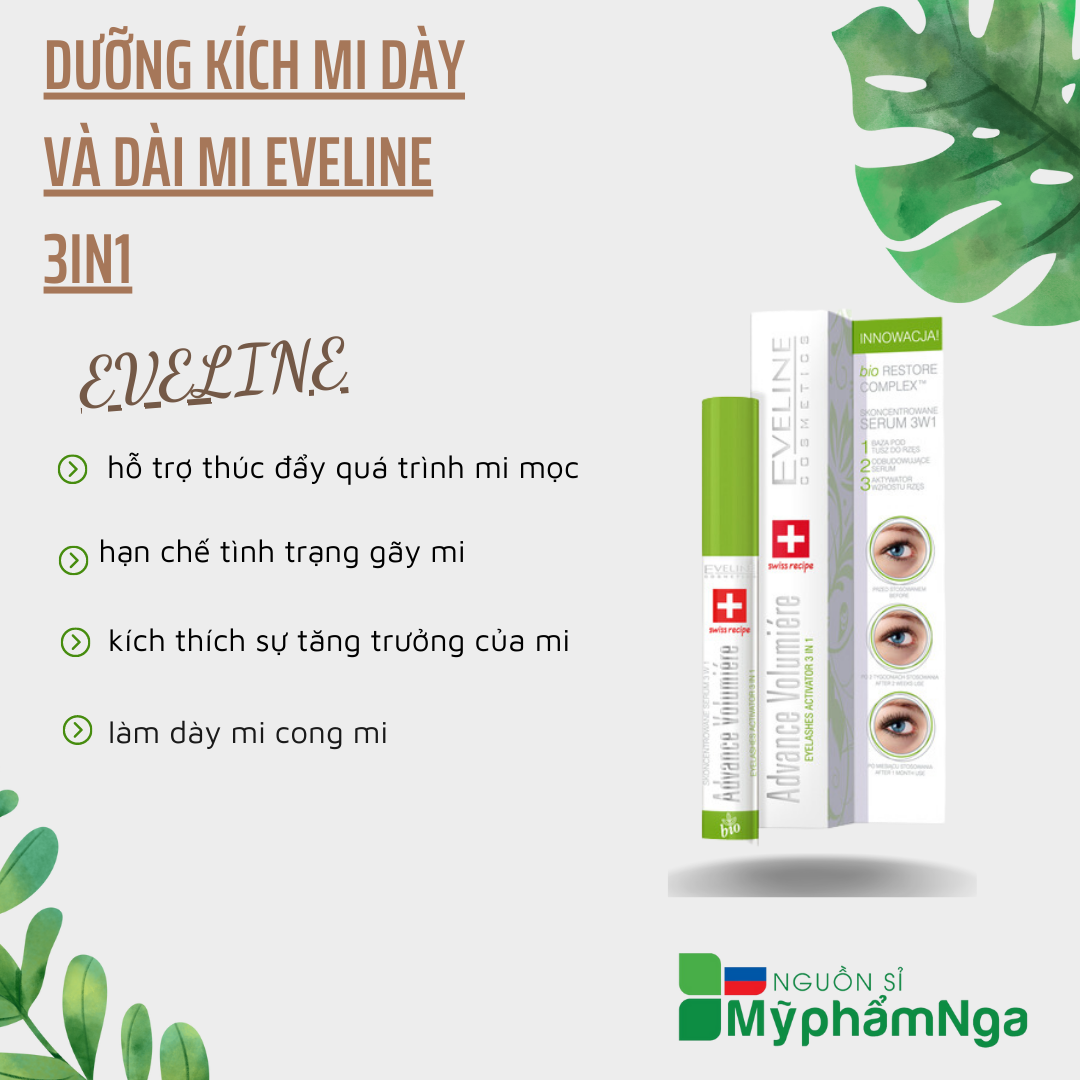 DƯỠNG KÍCH MI DÀY VÀ DÀI MI EVELINE 3IN1