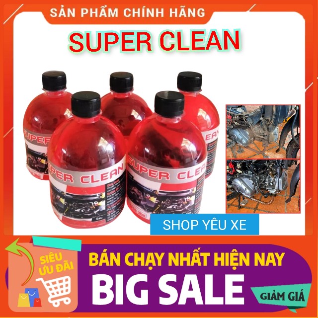(TẶNG KÈM VÒI XỊT)COMBO 5 CHAI DUNG DỊCH TẨY RỬA ĐẦU BÒ LỐC MÁY SIÊU MẠNH SUPER CLEAN