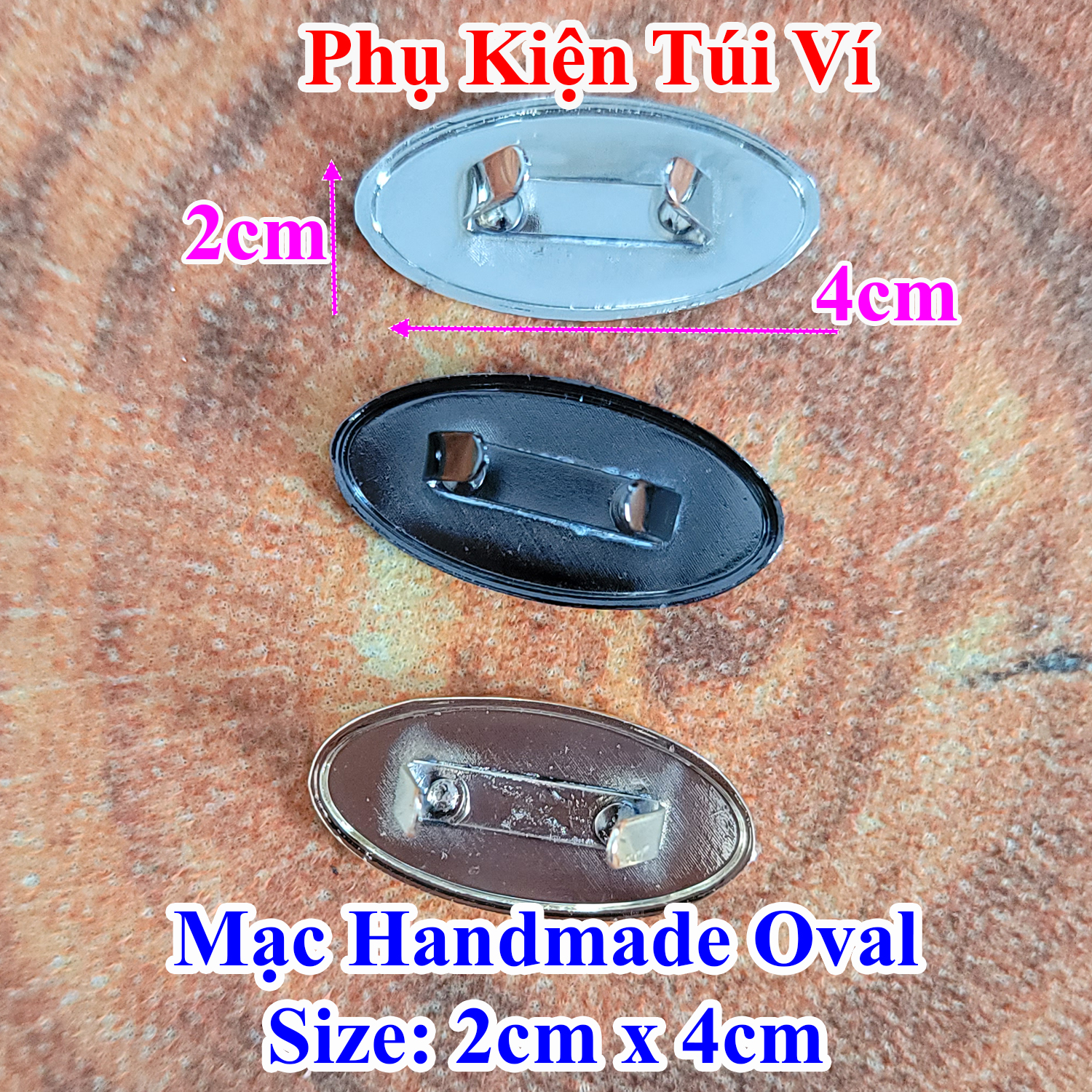 Mạc handmade oval trang trí túi xách