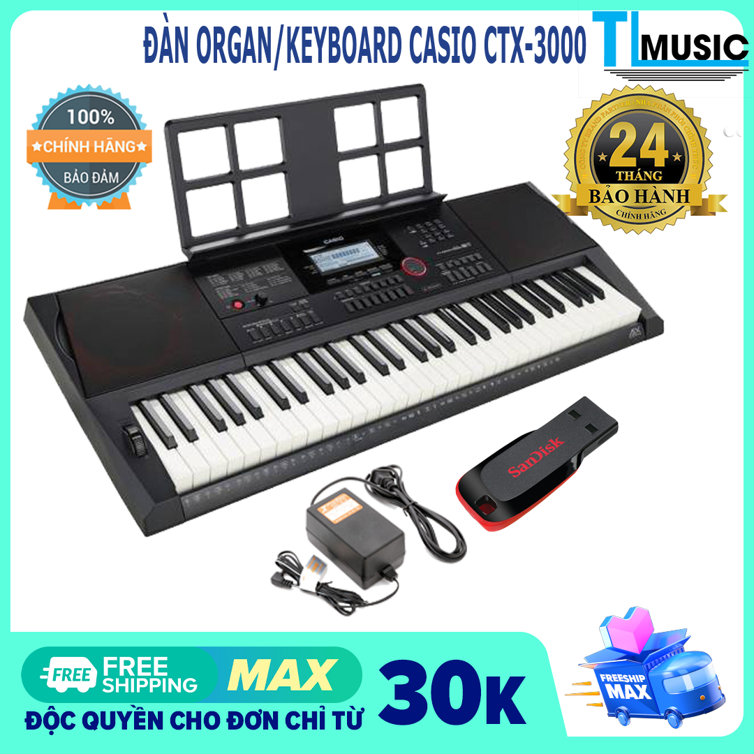 Chính hãng Đàn organ di động Casio CTX3000 - Casio Keyboard CTX 3000  Kèm