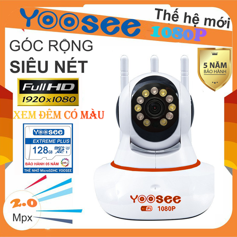 >> BÁO GIÁ (BẢO HÀNH 24 THÁNG, SALE 50%)CAMERA WIFI YOOSEE 2.0MP FULLHD 1920 X 1080,CAMERA WIFI KHÔNG DÂY HỖ TRỢ GHI ÂM, | Shopee Lazada Sendo Tiki mới nhất 58 (Kèm Thẻ Cty 128Gb Bảo Hành 5 Năm) XEM ĐÊM CÓ MÀU , Camera Wifi Không Dây Yoosee 3 Râu 2.0Mpx Xoay 360 Độ Phân Giải Fullhd 1920 X 1080P Siêu Sắc Nét Quan Sát Ngày Đêm Ghi Âm Ghi Hình Trong Nhà Ngoài Trời