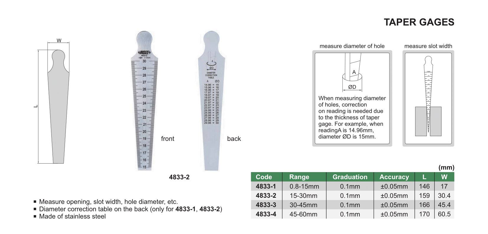 [HCM] THƯỚC ĐO KHE HỞ (4833-1) INSIZE TNKTOOLS.COM PHÂN PHỐI