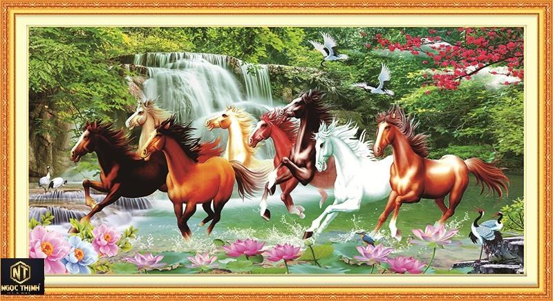 Tranh đính đá cao cấp Venus Mã Đáo Thành Công -KT: 150x70Cm