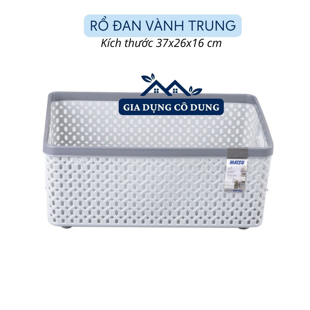 Rổ đan vành chữ nhật nhựa duy tân có tay cầm