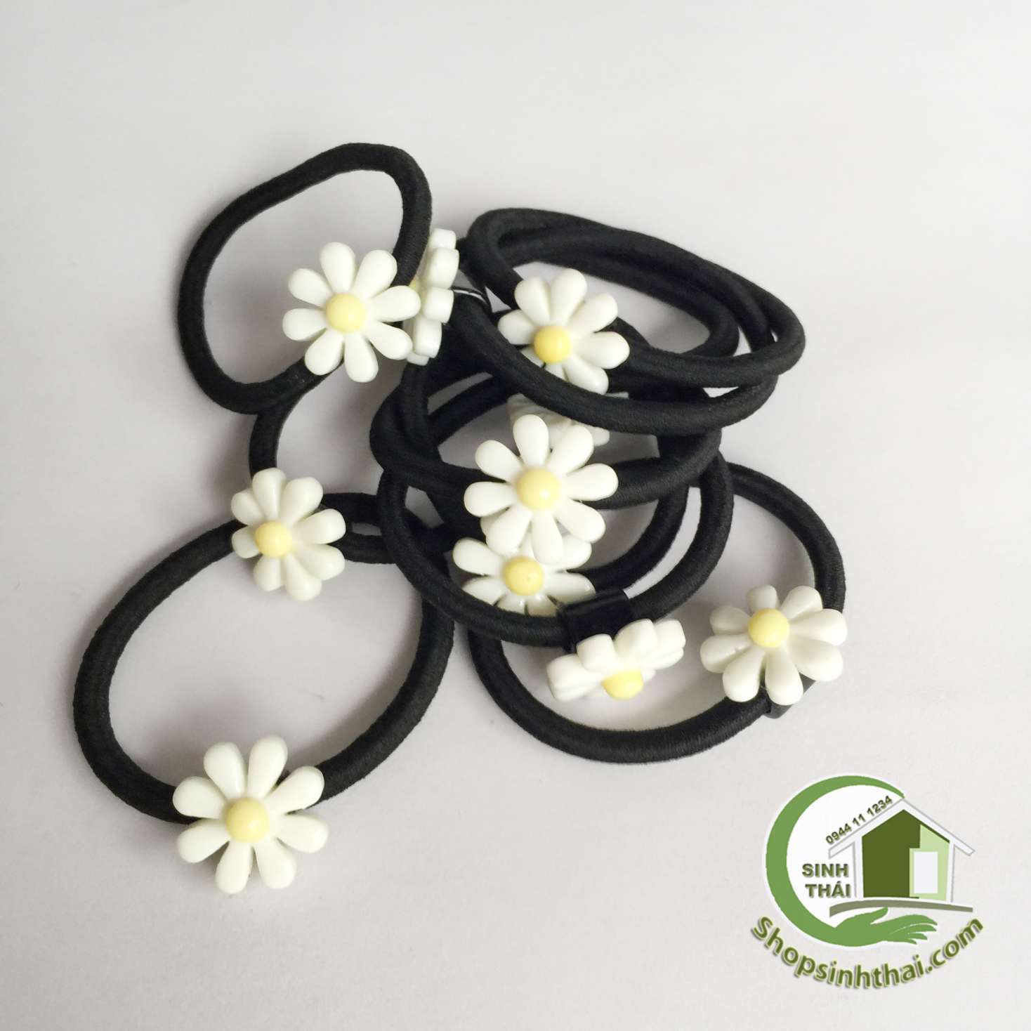 [HCM]Dây thun cột tóc đính bông hoa cúc trắng