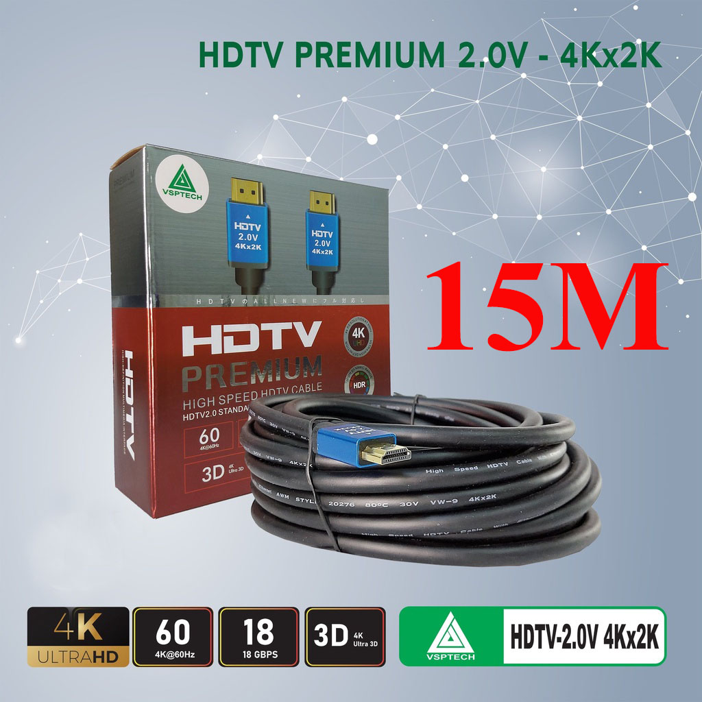 Cáp màn hình cáp hdmi 2.0 4k 1.5m 3m 5m 10m 15m 20m - tròn cao cấp