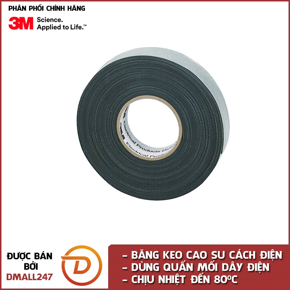 Băng keo cao su cách điện hạ thế 3M 2155  - Dmall247, cách điện, cao su non, siêu bền
