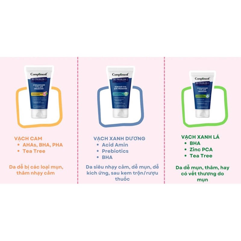 Gel Rửa Mặt Compliment No Problem Giảm Viêm Mụn 200ml