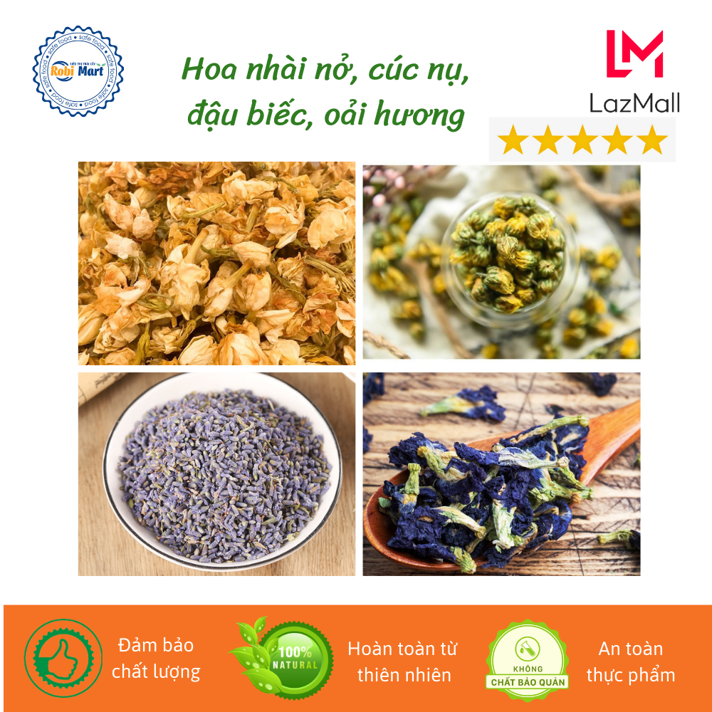 Trà hoa sấy khô robimart đẹp da (hoa nhài nở, cúc nụ, đậu biếc, oải hương)