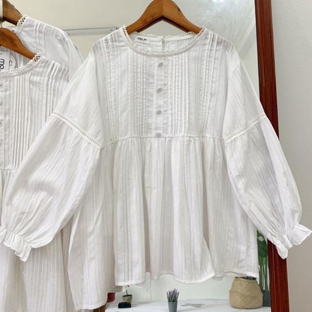 áo babydoll cúc bọc ảnh thật