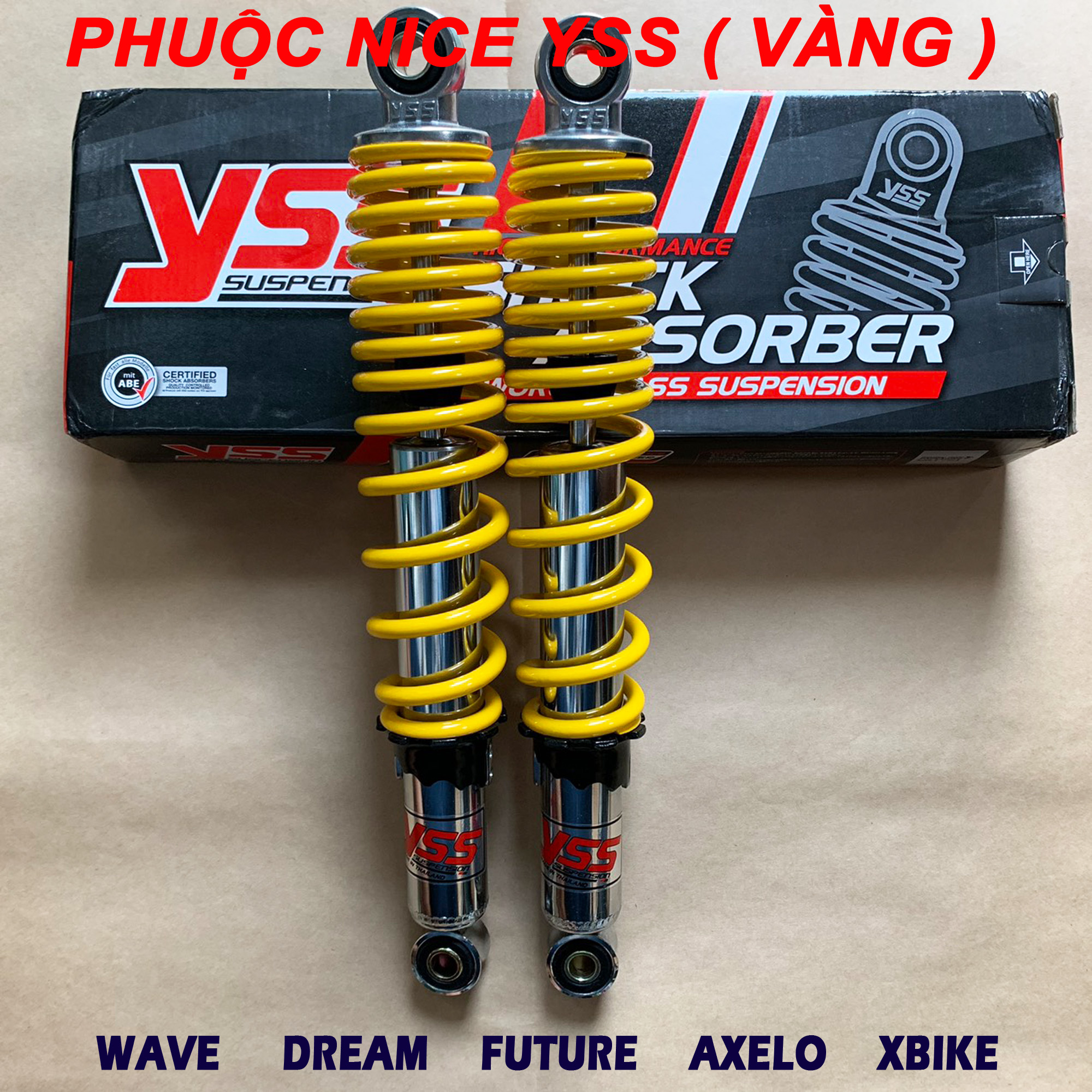 Phuộc Nice Wave Dream Future Axelo Xbike Phuộc Nice YSS màu vàng