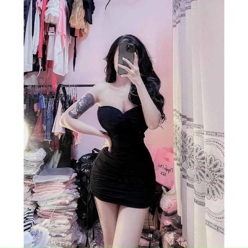 Áo ống croptop xoắn nơ ngực