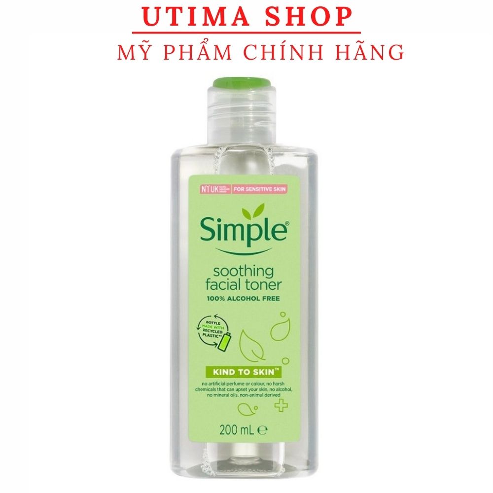 Nước hoa hồng dành cho da nhạy cảm 200ml simple Kind to Skin Soothing Facial Toner - umita shop