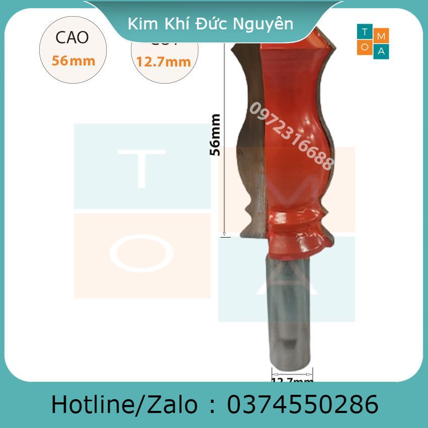 Mũi soi gỗ - mũi phay gỗ đánh chỉ phào h15 cao 56mm cốt 12.7mm - chỉ phào nóc - chỉ phào nẹp hàng việt nam chất lượng cao