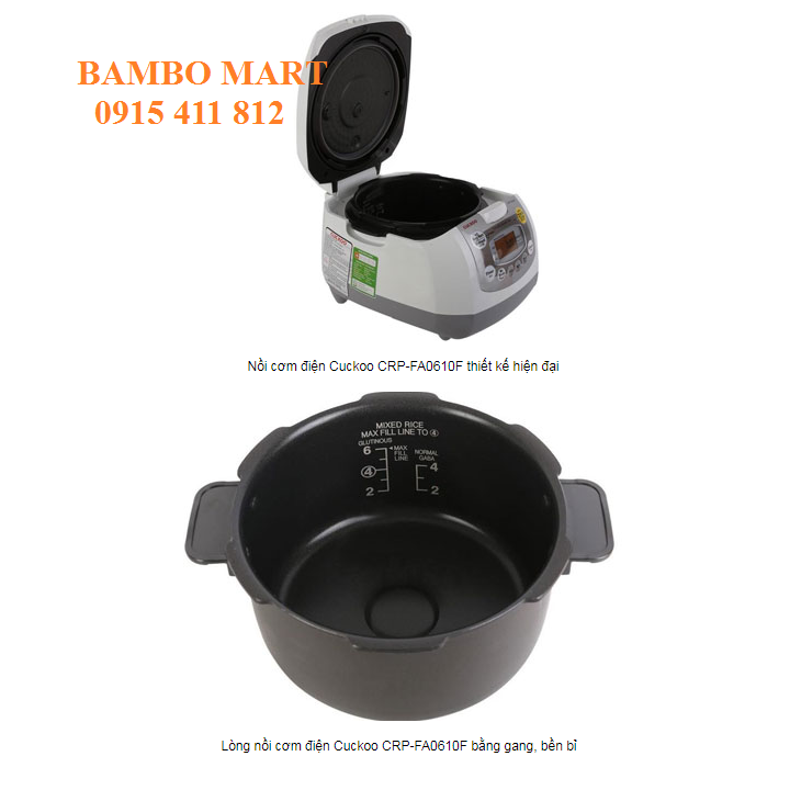 Trả góp 0% NỒI CƠM ĐIỆN HÀN QUỐC CUCKOO CRP FA0610F